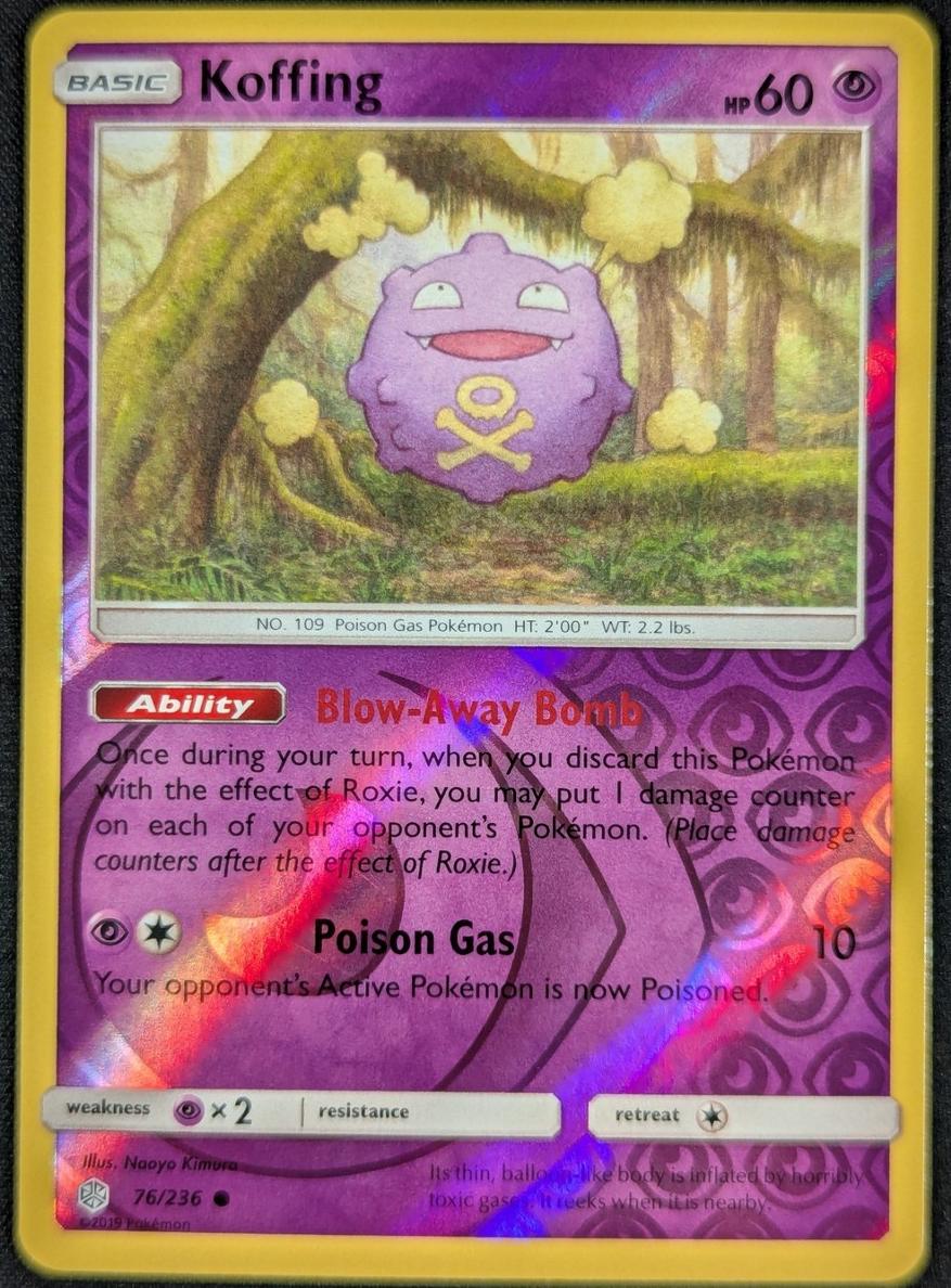 2019 Pokemon Sun & Moon Cosmic Eclipse Reverse Foil Koffing #76 PSA 10