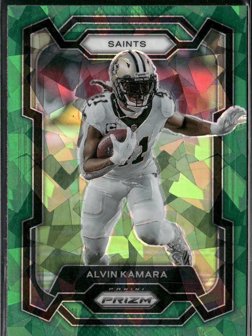 2023 Panini Prizm Football Green Ice Alvin Kamara #210 PSA 9
