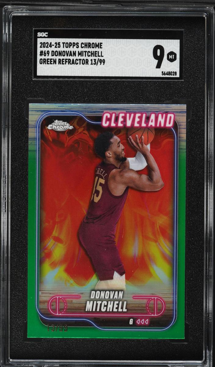 2024 Topps Chrome Basketball Green Refractor Donovan Mitchell #69 SGC 9