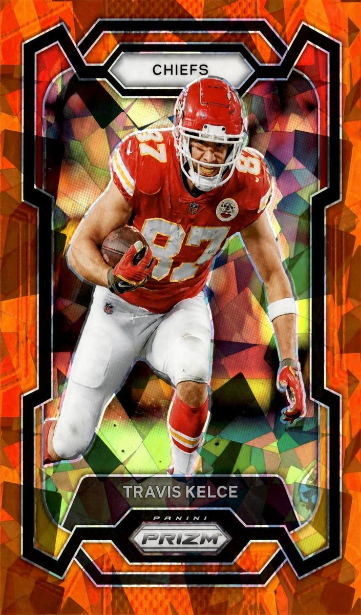 2023 Panini Prizm Football Orange Ice Travis Kelce #151 PSA 9