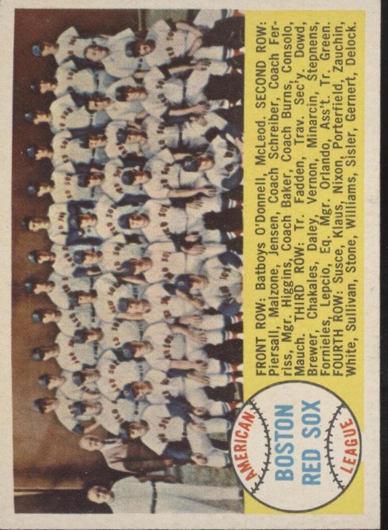 1958 Topps Baseball Boston Red Sox Team Card #312