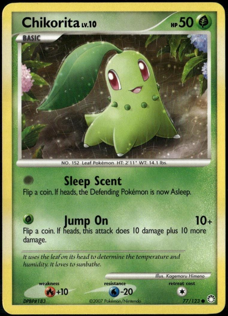 2007 Pokemon Diamond & Pearl Mysterious Treasures Chikorita #77