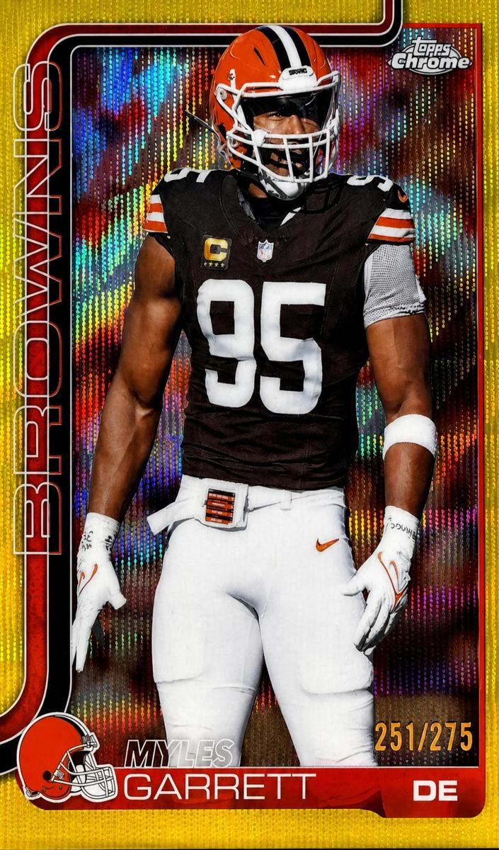 2025 Topps Chrome Football Yellow Wave Refractor Myles Garrett #70