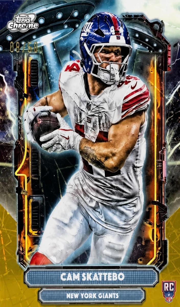 2025 Topps Cosmic Chrome Football Red Flare Refractor Cam Skattebo #ET-4