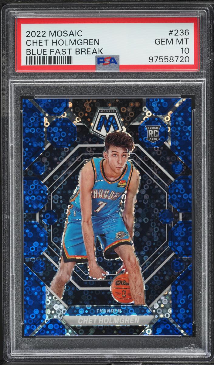 2022 Panini Mosaic Basketball Fast Break Blue Chet Holmgren #236 PSA 9