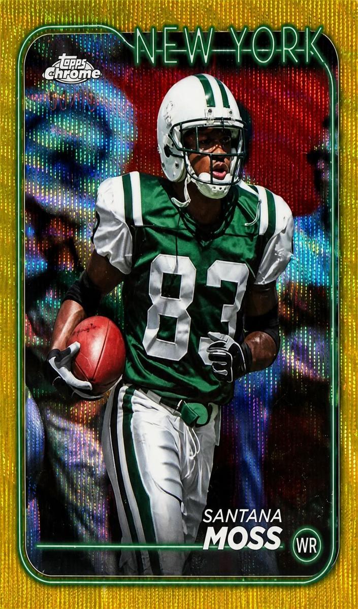 2024 Topps Chrome Football Yellow Wave Refractor Santana Moss #148