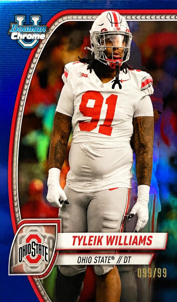 2024 Bowman Chrome University Football Blue Refractor Tyleik Williams #149