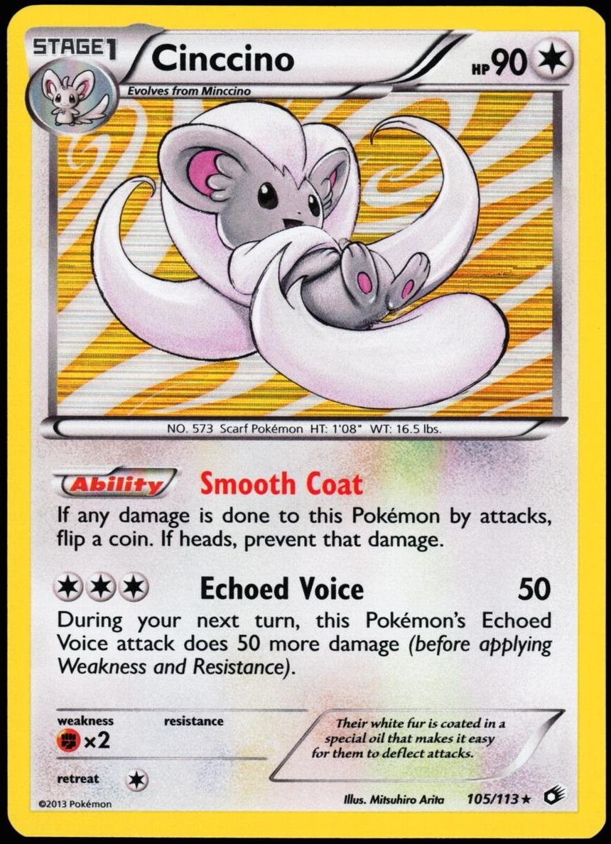 2013 Pokemon Black & White Legendary Treasures Cinccino #105