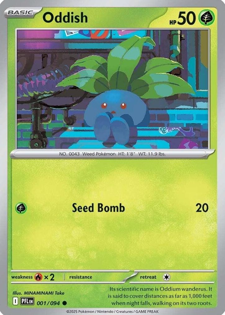 2025 Pokemon Mega Evolution Phantasmal Flames Reverse Holo Oddish #1