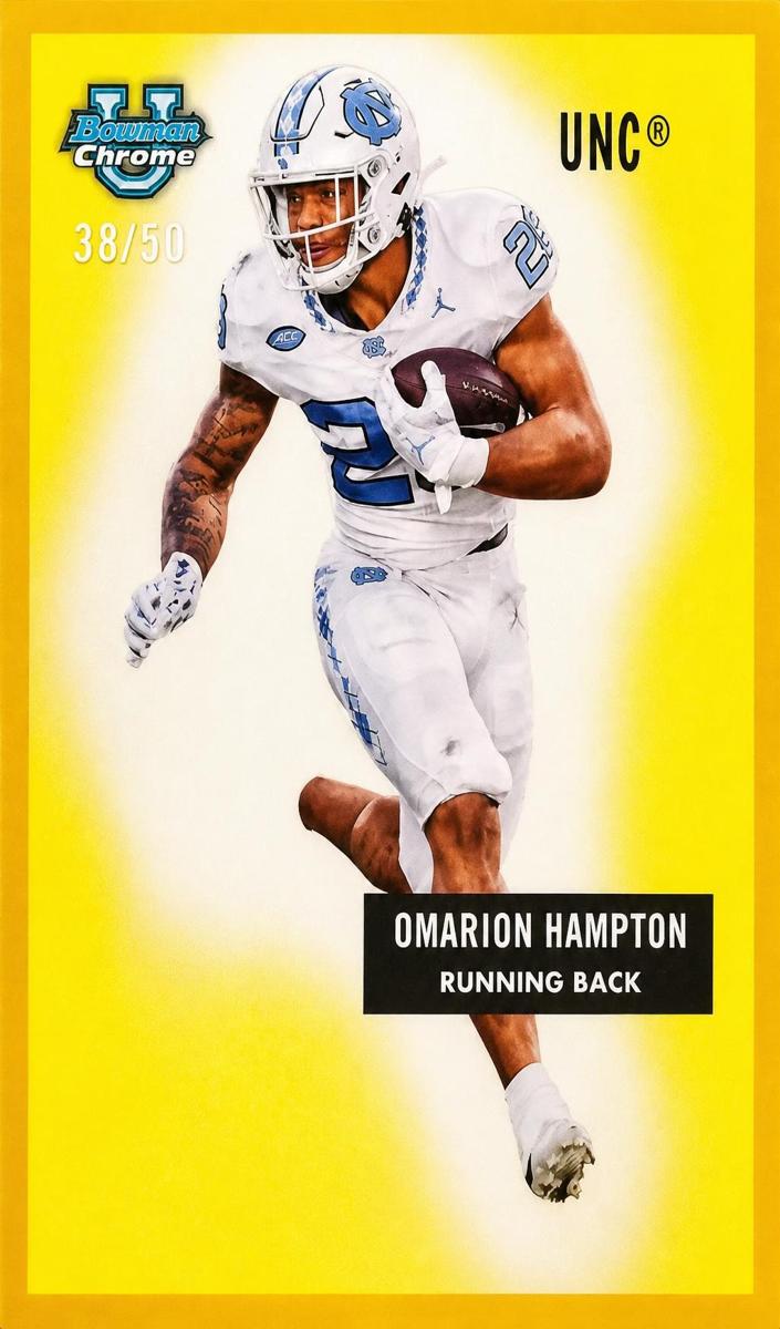 2024 Bowman Chrome University Football Gold Refractor Omarion Hampton #55B-4