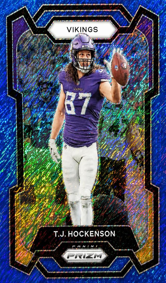 2023 Panini Prizm Football Blue Shimmer T.J. Hockenson #198