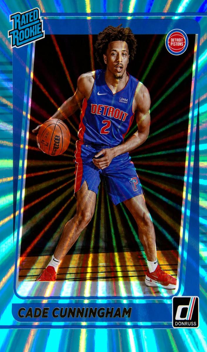 2021 Panini Donruss Basketball Holo Blue Laser Cade Cunningham #211 PSA 8.5