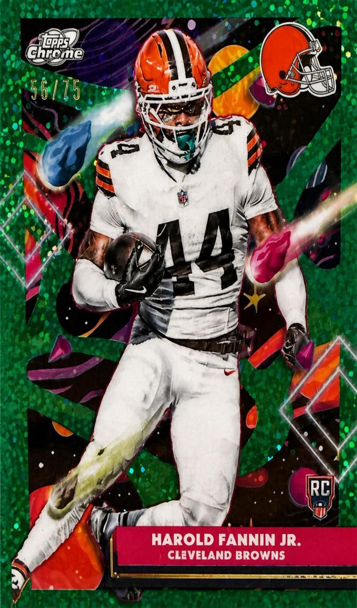 2025 Topps Cosmic Chrome Football Green Space Dust Refractor Harold Fannin Jr. #125