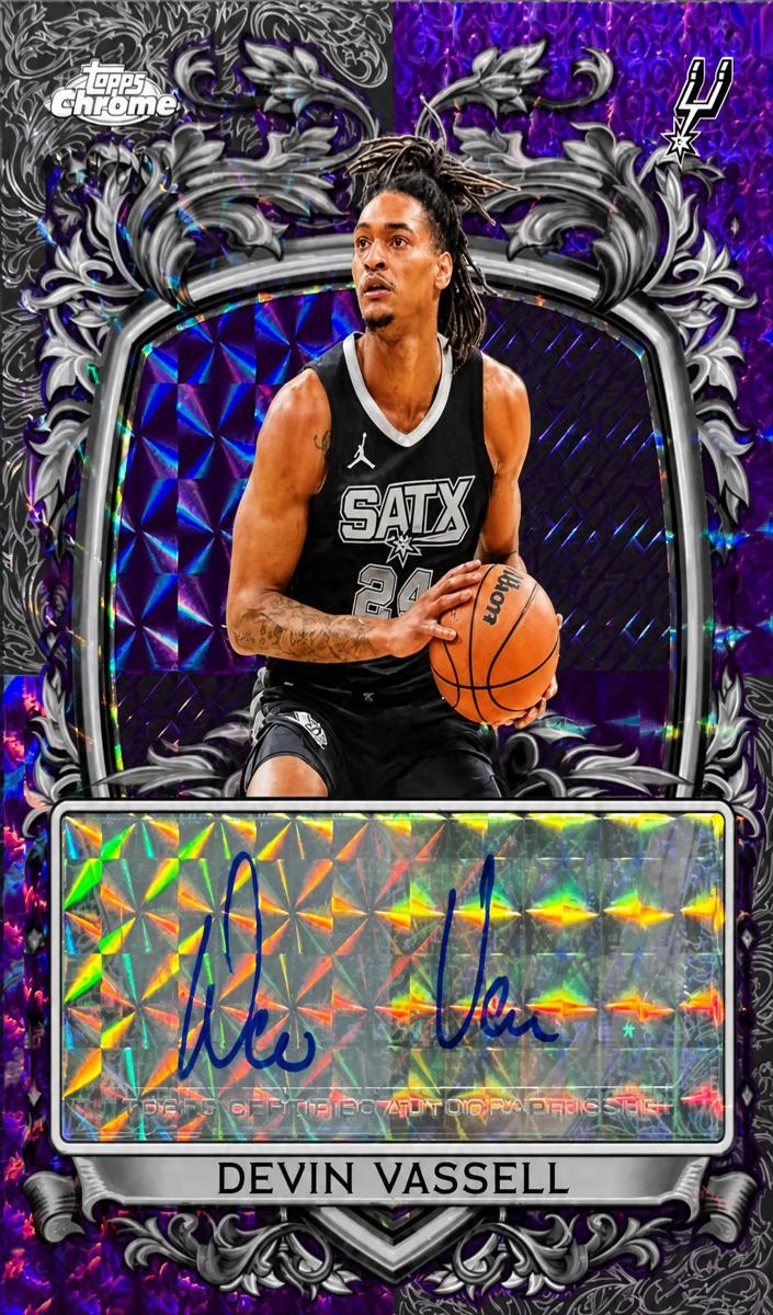 2025 Topps Chrome Basketball Geometric Purple Refractor Devin Vassell #SS-DV PSA 9