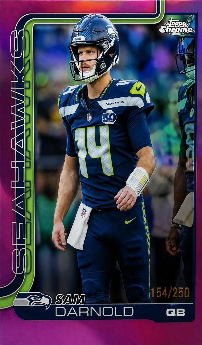 2025 Topps Chrome Football Pink Refractor Sam Darnold #275