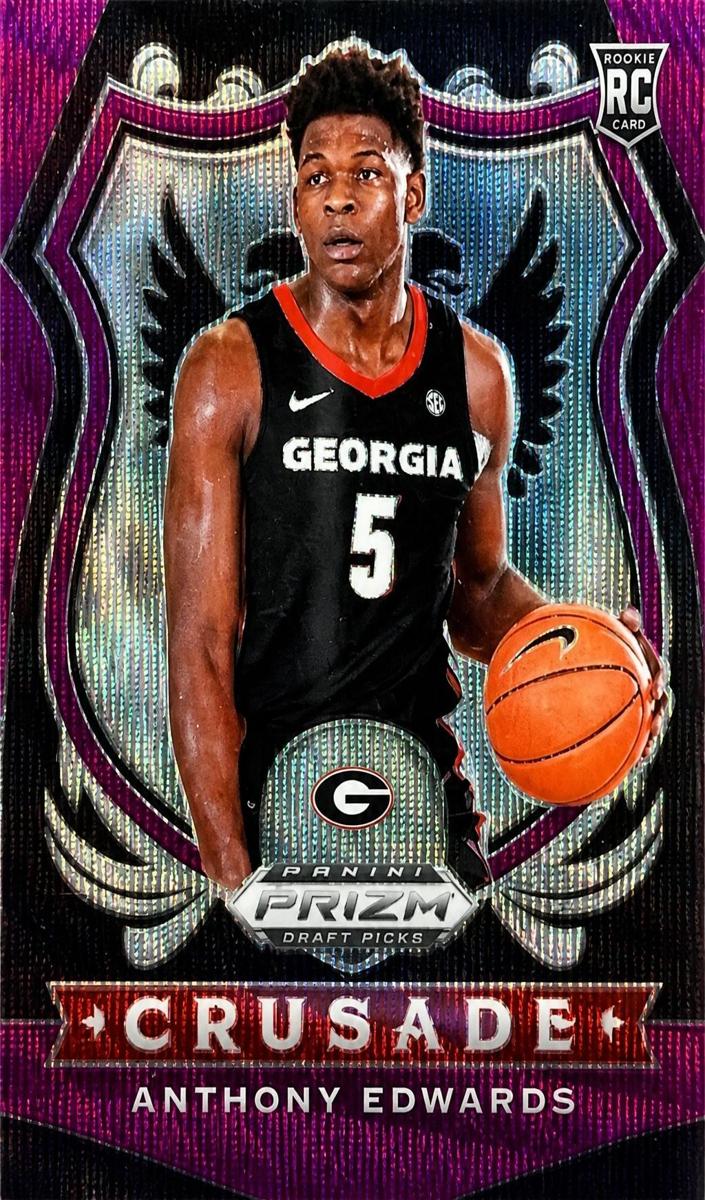 2020 Panini Prizm Draft Picks Basketball Purple Wave Prizm Anthony Edwards #81