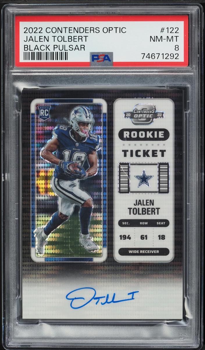 2022 Panini Contenders Optic Football Black Pulsar Jalen Tolbert #122 PSA 8