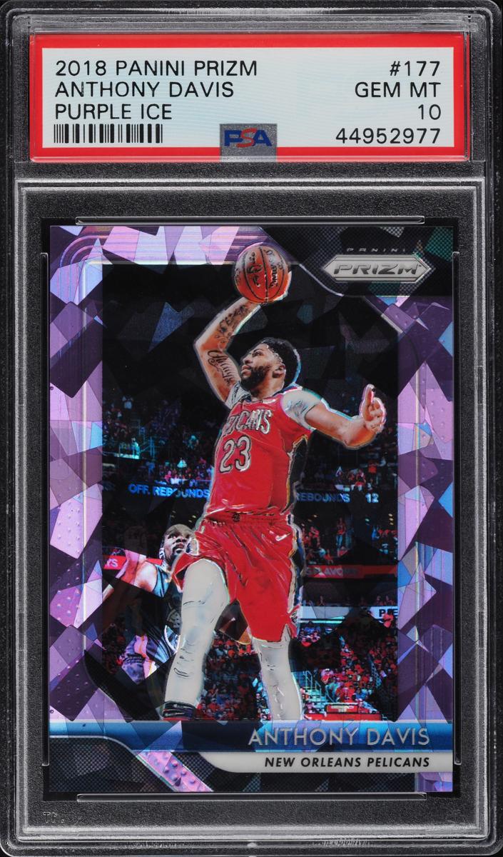 2018 Panini Prizm Basketball Prizms Purple Ice Anthony Davis #177 PSA 9