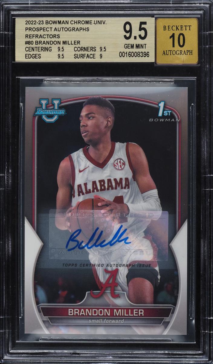 2022 Bowman Chrome University Basketball Refractor Brandon Miller #80
