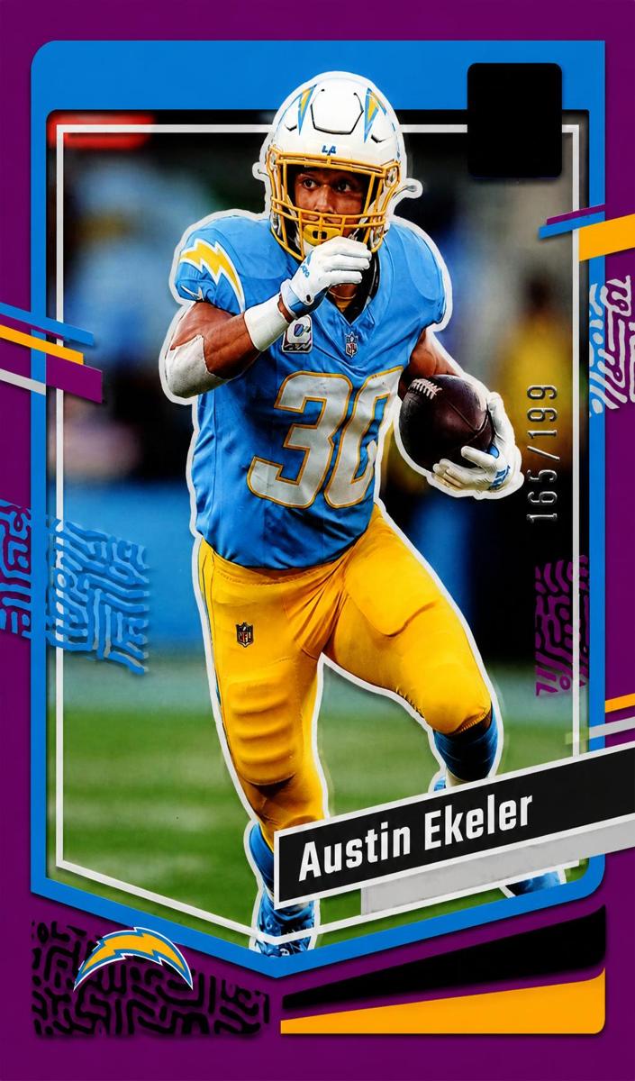 2023 Panini Clearly Donruss Football Purple Austin Ekeler #28