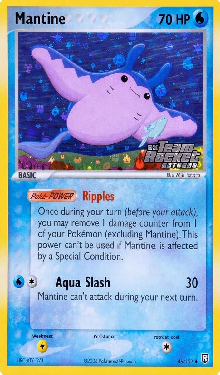 2004 Pokemon EX Team Rocket Returns Reverse Holo Mantine #45 PSA 9