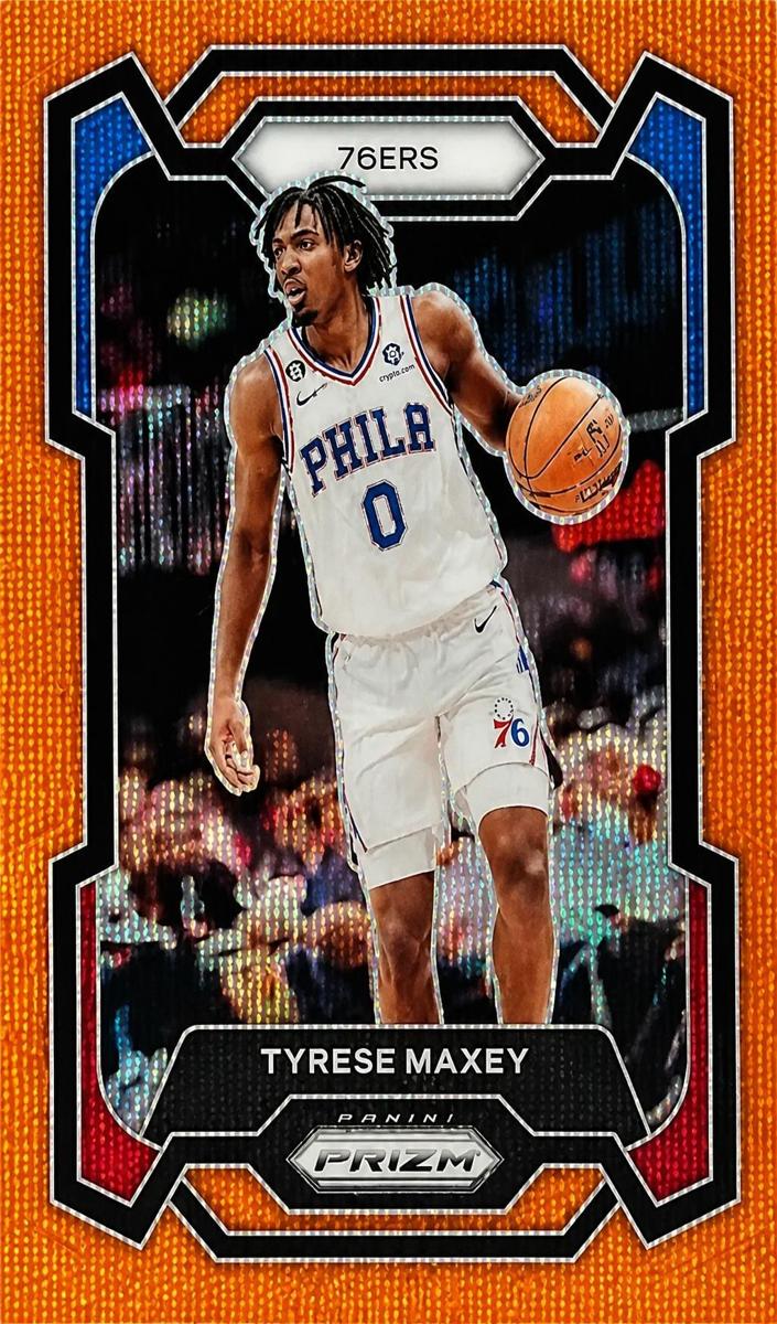 2023 Panini Prizm Basketball Orange Wave Tyrese Maxey #15