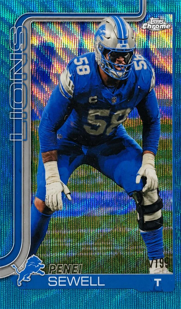 2025 Topps Chrome Football Aqua Wave Refractor Penei Sewell #99
