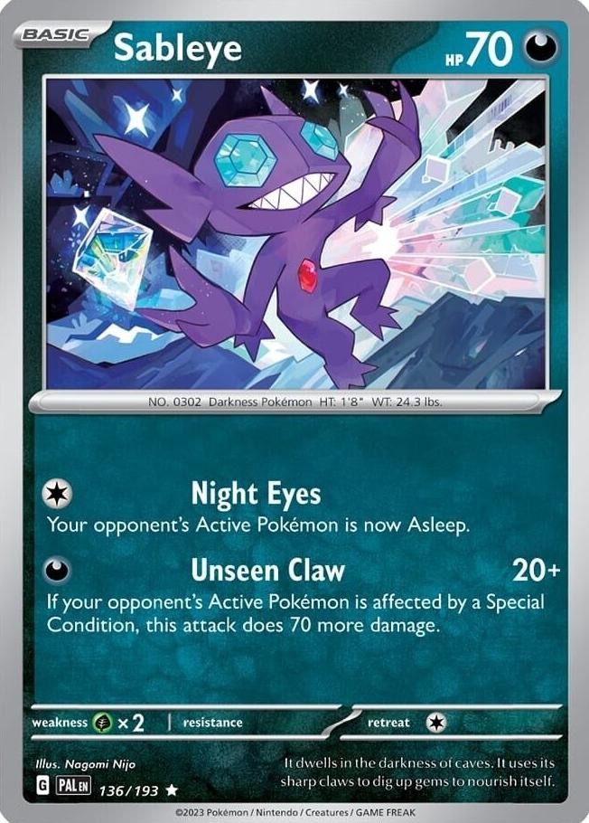 2023 Pokemon Scarlet & Violet Paldea Evolved Sableye #136