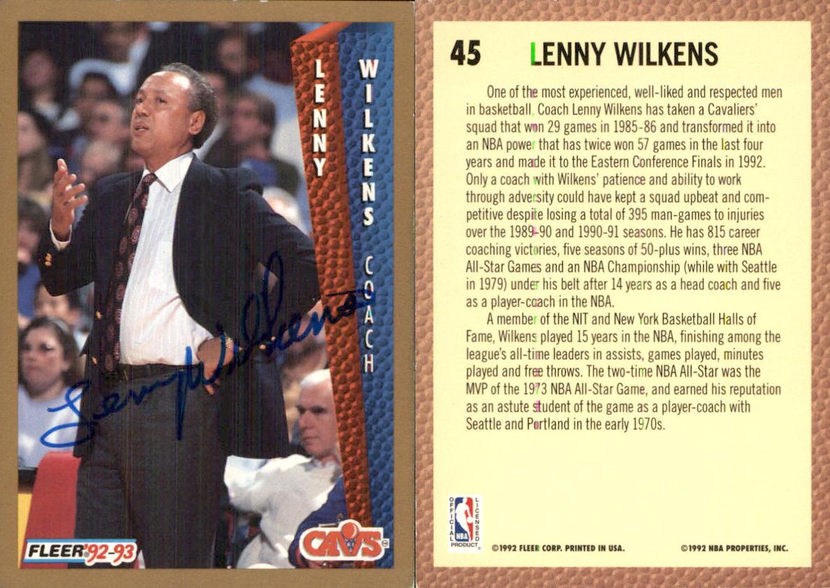 1992 Fleer Basketball Lenny Wilkens #45 PSA 9
