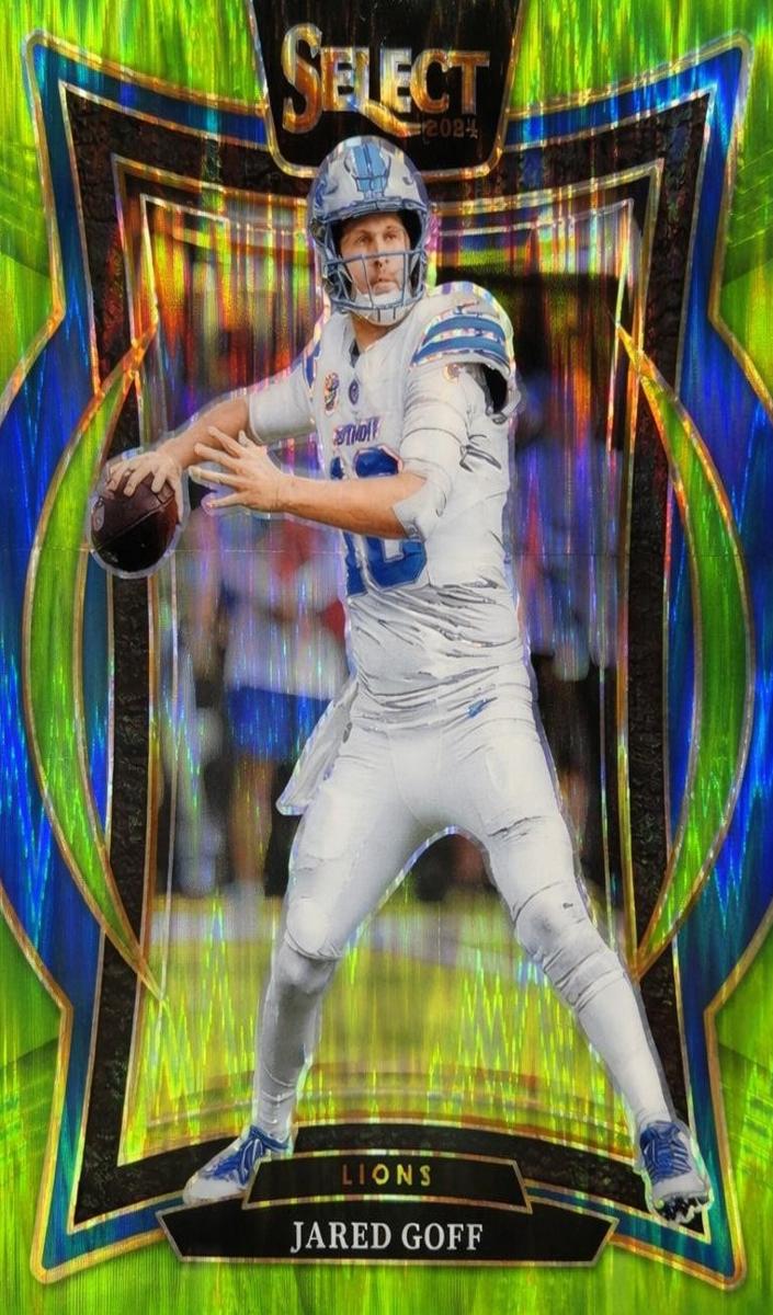 2024 Panini Select Football Neon Green Prizm Shock Jared Goff #36