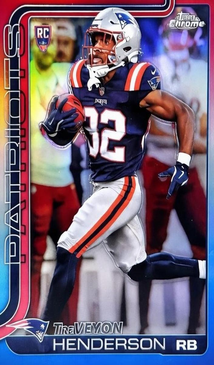 2025 Topps Chrome Football Red White and Blue Refractor TreVeyon Henderson #328
