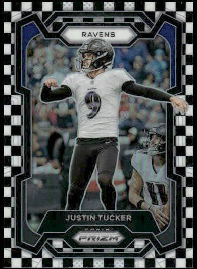 2023 Panini Prizm Football Black and White Checker Justin Tucker #22