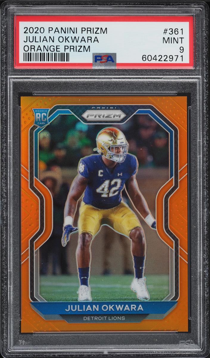 2020 Panini Prizm Football Orange Prizm Julian Okwara #361 PSA 8.5