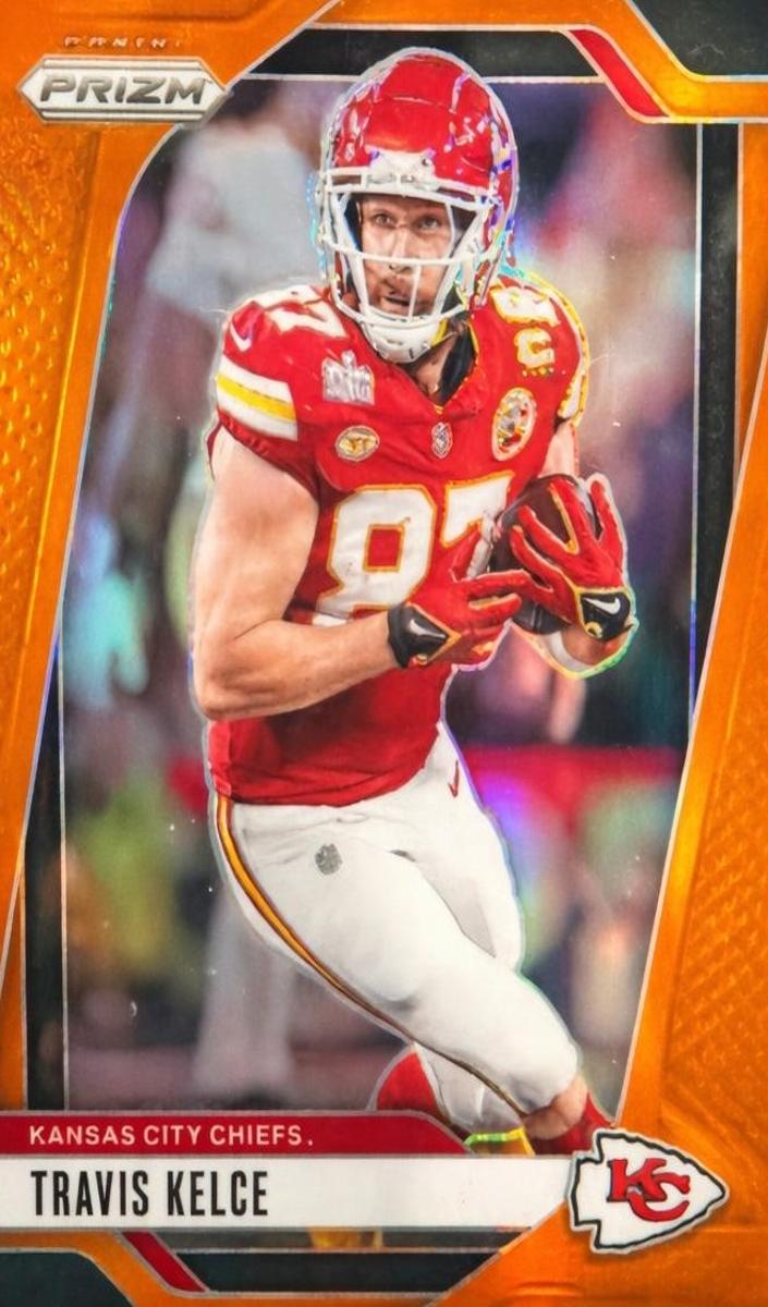 2024 Panini Prizm Football Orange Travis Kelce #140 PSA 9