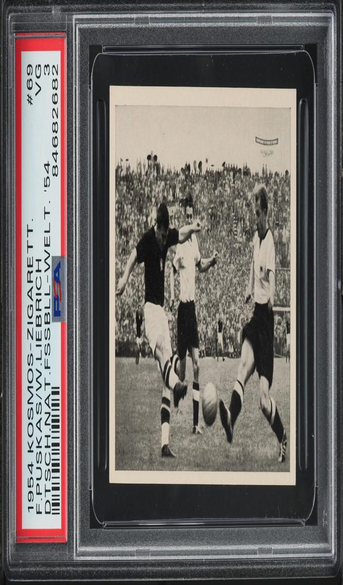 1954 Kosmos-Zigarettenbilder Deutsche Nationalelf Fussball-Weltmeister Soccer Ferenc Puskas #69 PSA 6.5