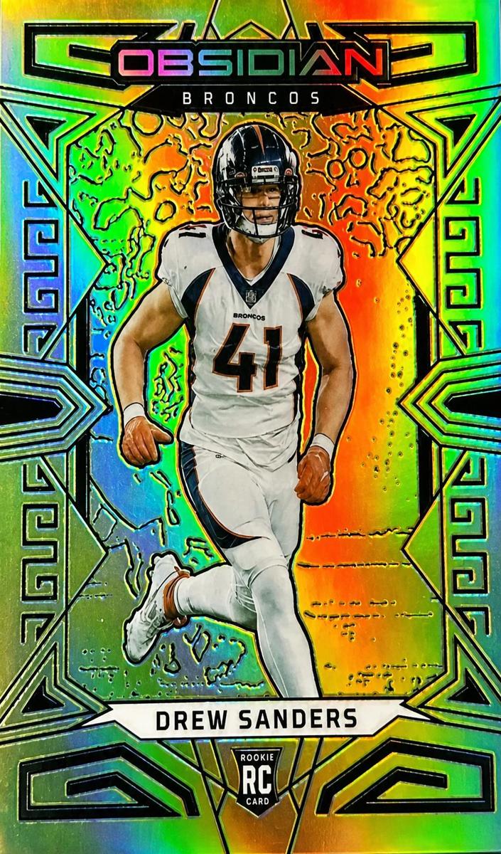 2023 Panini Obsidian Football Asia Electric Etch Gold Flood Drew Sanders #127