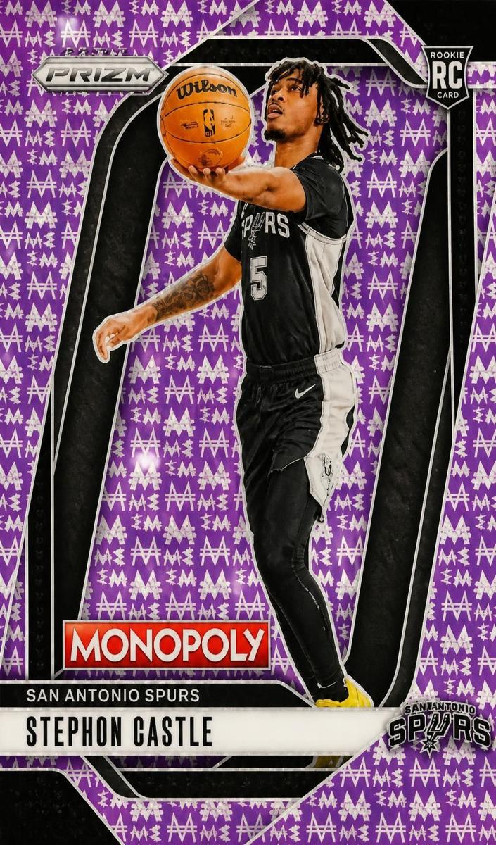2024 Panini Prizm Monopoly Basketball Purple Millionaire Shimmer Stephon Castle #75