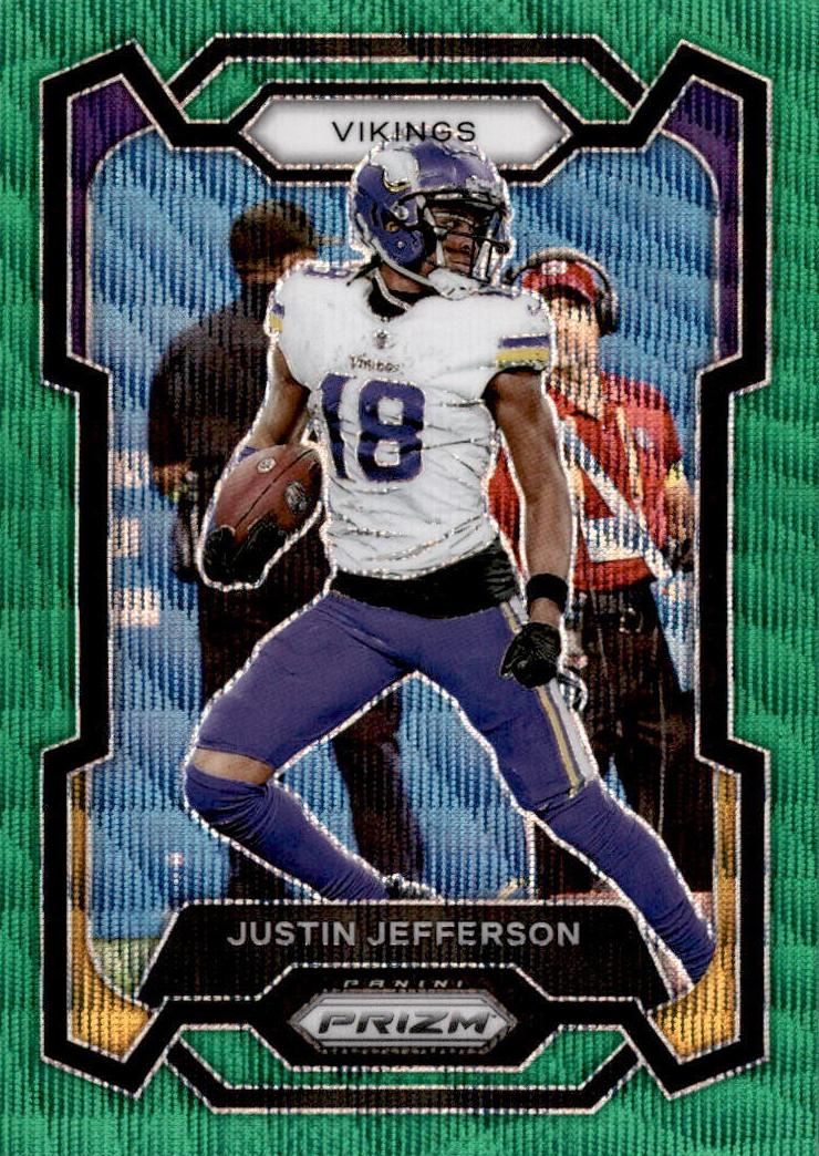 2023 Panini Prizm Football Green Wave Justin Jefferson #195 PSA 9