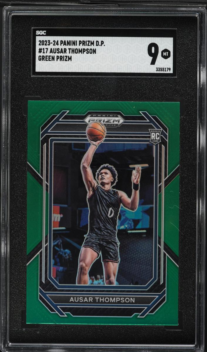 2023 Panini Prizm Draft Picks Basketball Green Ausar Thompson #17 PSA 9