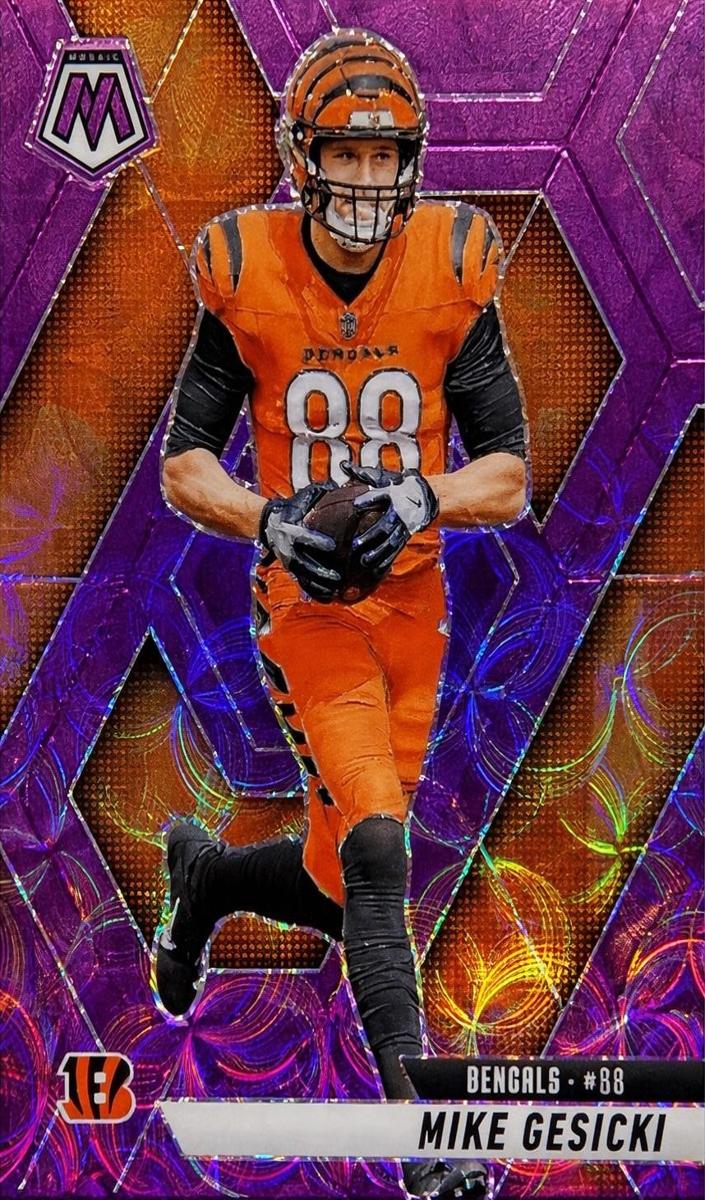 2025 Panini Mosaic Football Purple Scope Mike Gesicki #36