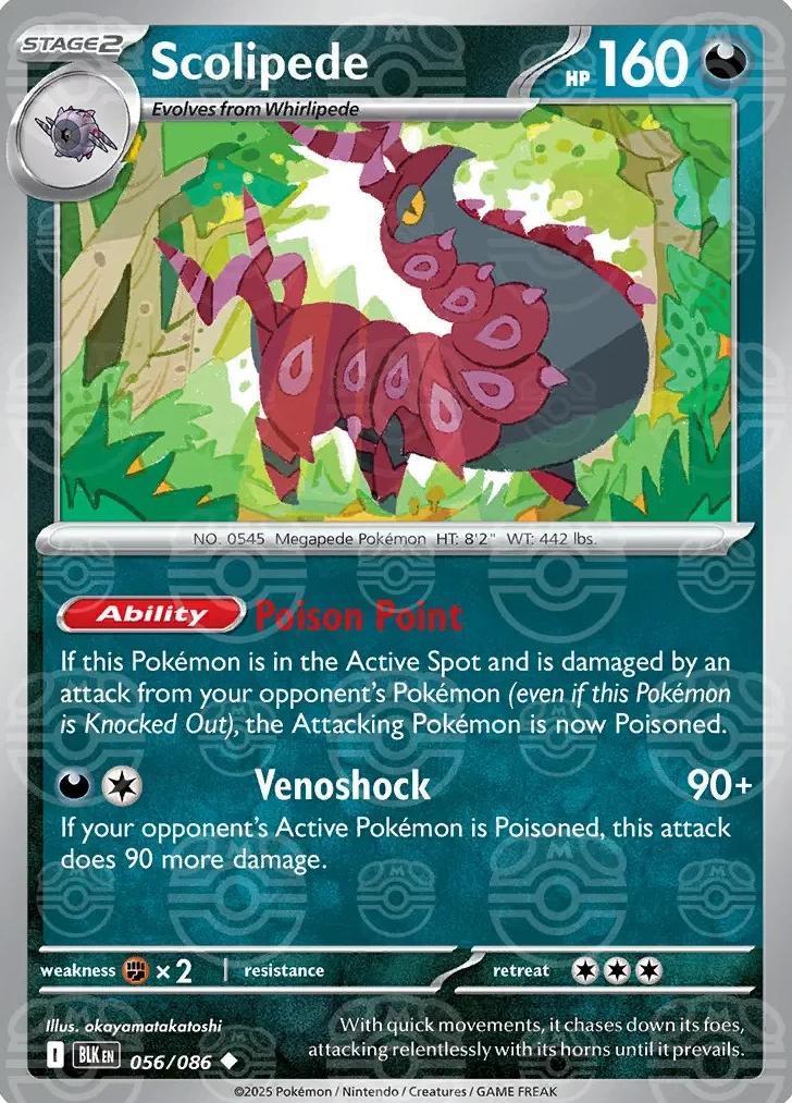 2025 Pokemon Scarlet & Violet Black Bolt Master Ball Scolipede #56