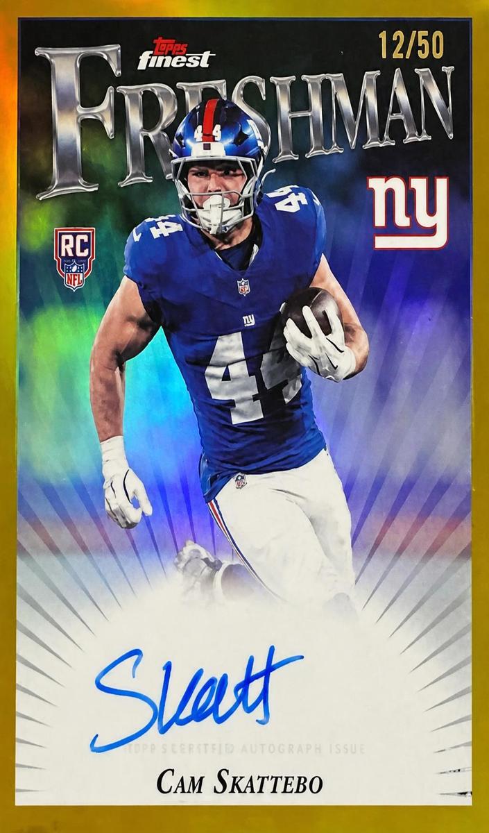 2025 Topps Finest Football Gold Refractor Cam Skattebo #FFA-CS