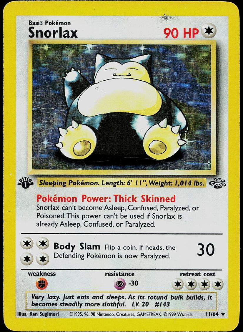 1999 Pokemon Jungle 1st Edition Snorlax #11