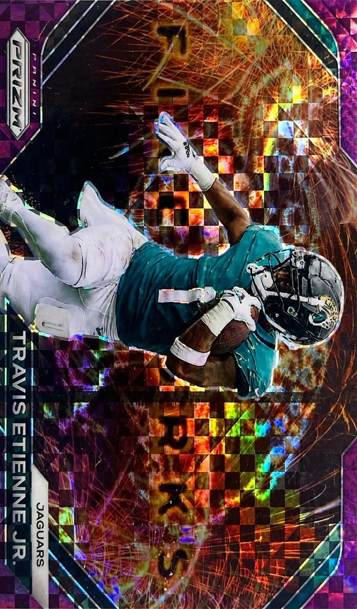 2023 Panini Prizm Football Purple Power Travis Etienne Jr. #F-18 PSA 7