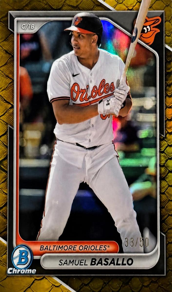 2024 Bowman Chrome Prospects Baseball Reptilian Gold Samuel Basallo #BCP-232