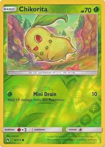 2018 Pokemon Sun & Moon Lost Thunder Reverse Holo Chikorita #6