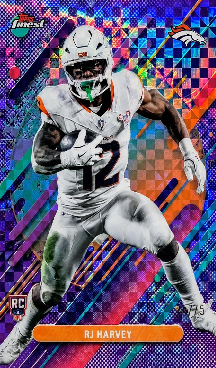 2025 Topps Finest Football Purple X-Fractor RJ Harvey #211