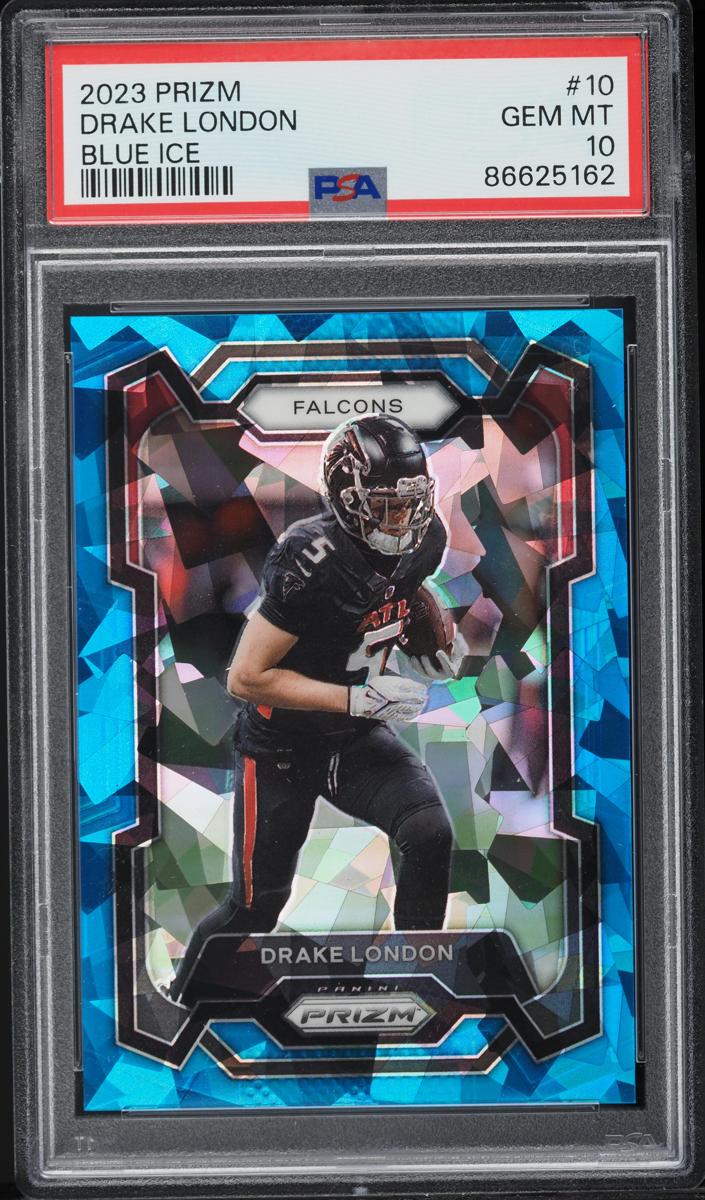 2023 Panini Prizm Football Blue Ice Drake London #10 PSA 9
