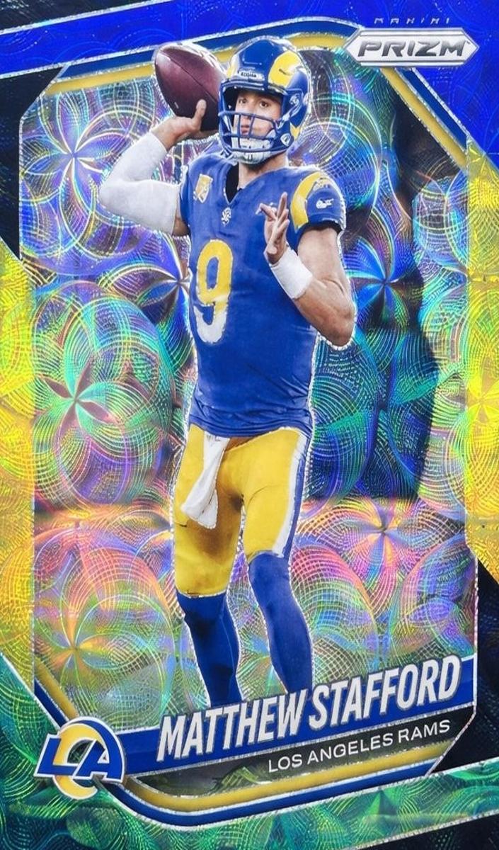 2025 Panini Prizm Football Choice Blue Yellow and Green Matthew Stafford #21