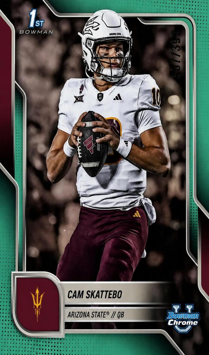 2025 Bowman Chrome University Football Aqua Refractor Sam Leavitt #195